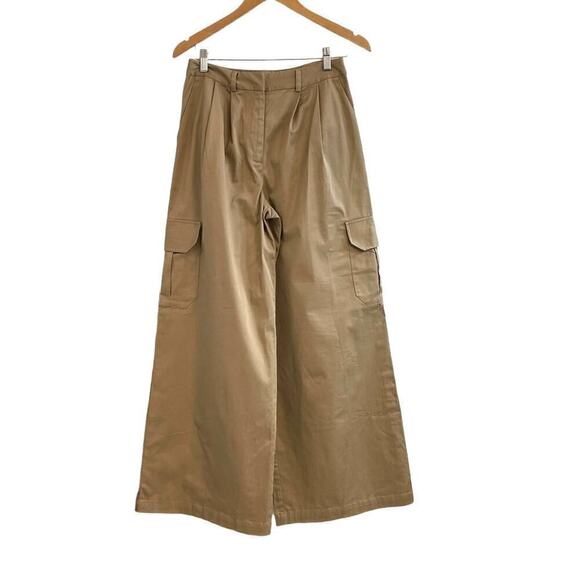 Anthropologie x Du Paradis Pleated Wide-Leg Cargo Pants Beige Size Small New - Picture 5 of 11